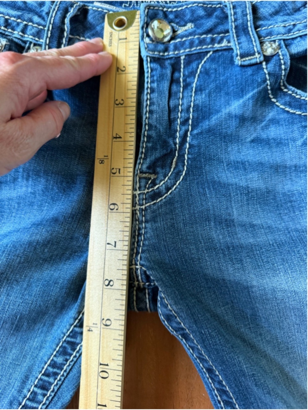 Miss Me Size 29 Low Rise Bootcut Rhinestone Jeans Y2K Cowgirl - Picture 12 of 13